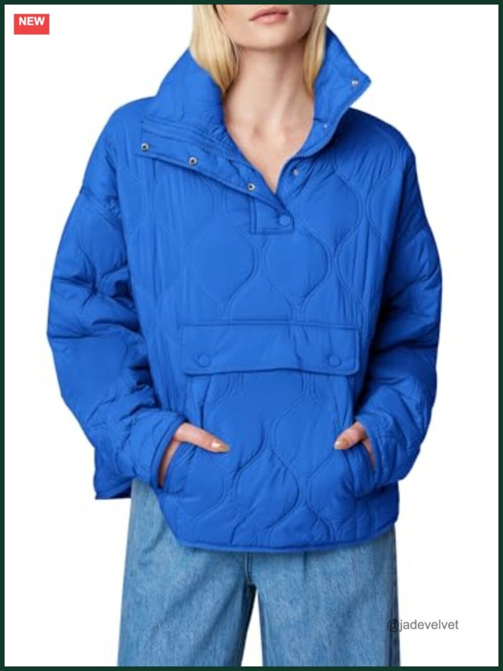 Women's Quilted Pullover Puffer Jacket Lightweight Half Zip Fleece